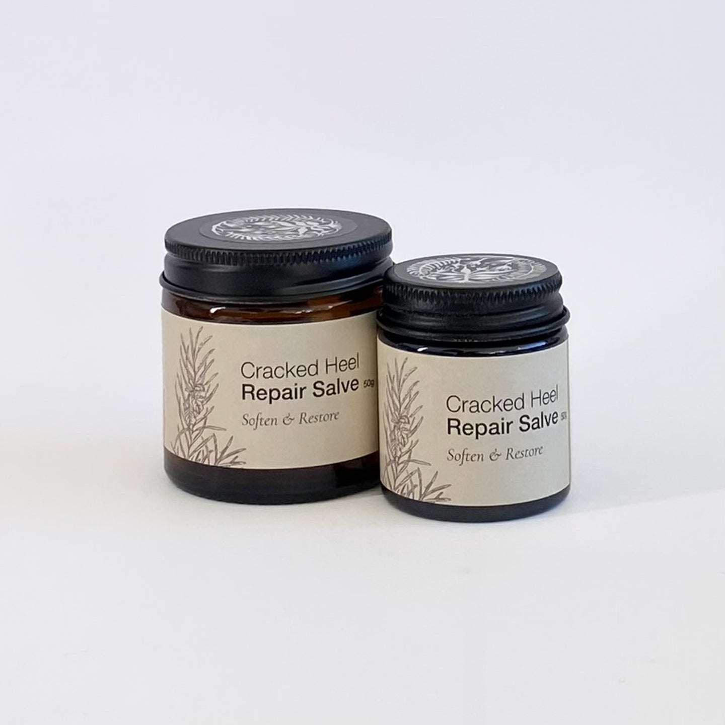 Cracked heel repair balm, two jars on a white background